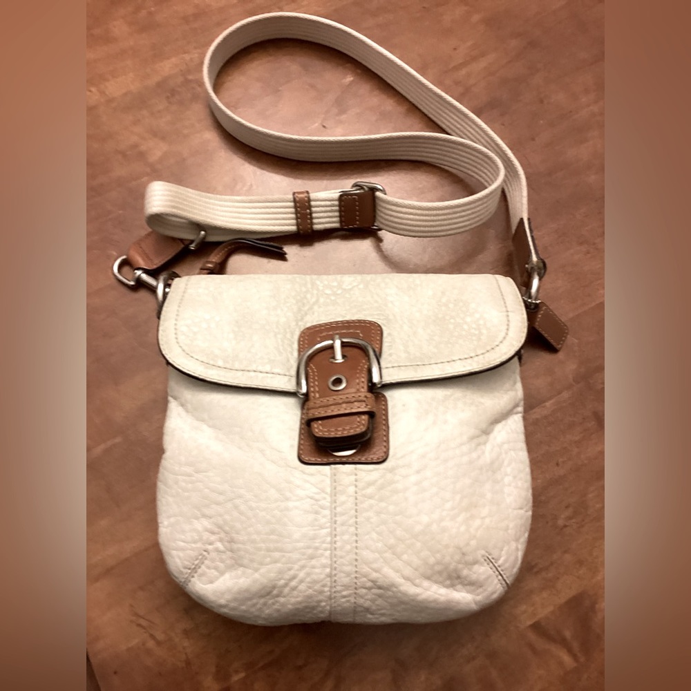 Coach Cream Small Pebbled Leather Shoulder Bag